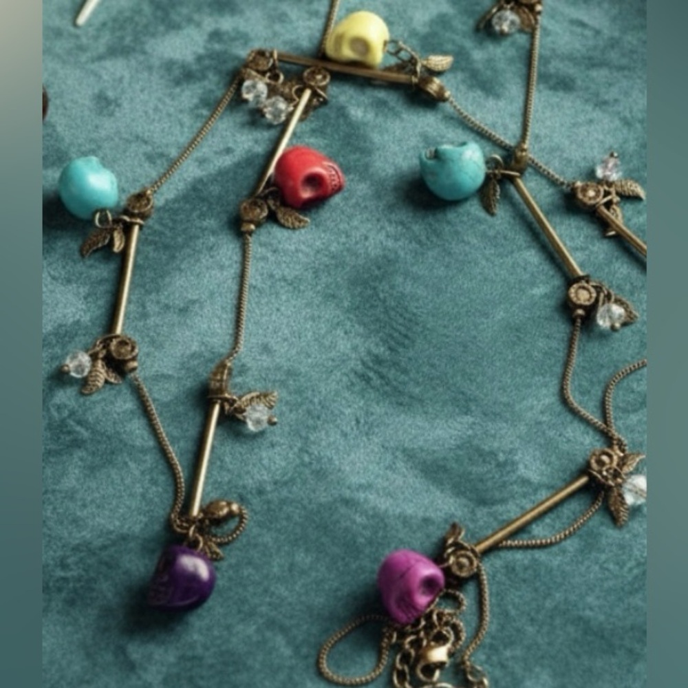 Skull Multicoloured Day of the Dead/ Halloween Necklace